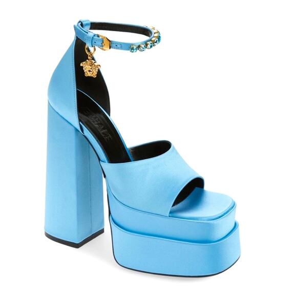 NEW Versace Medusa Platform Sandal in Ice Blue Box Included Size 9.5 US 39.5 EU - Picture 1 of 6